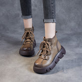 Women Retro Minimalist Leather Platform Boots Newgew Shoes